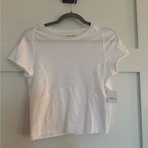 Free People White Short Sleeve Top